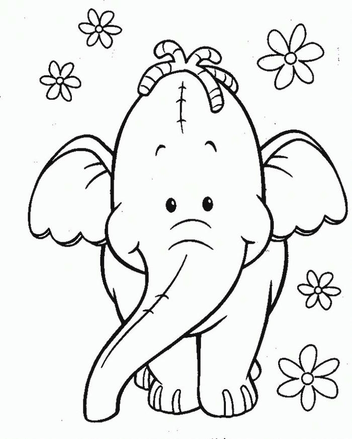 Tranh chú voi đáng yêu để bé thỏa sức tô