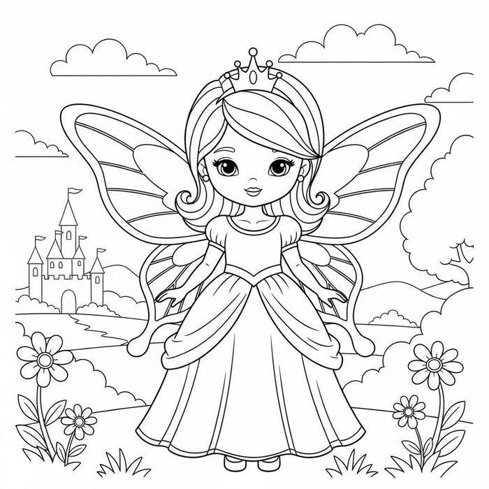 Tranh cô tiên xanh chưa tô màu dễ thực hiện