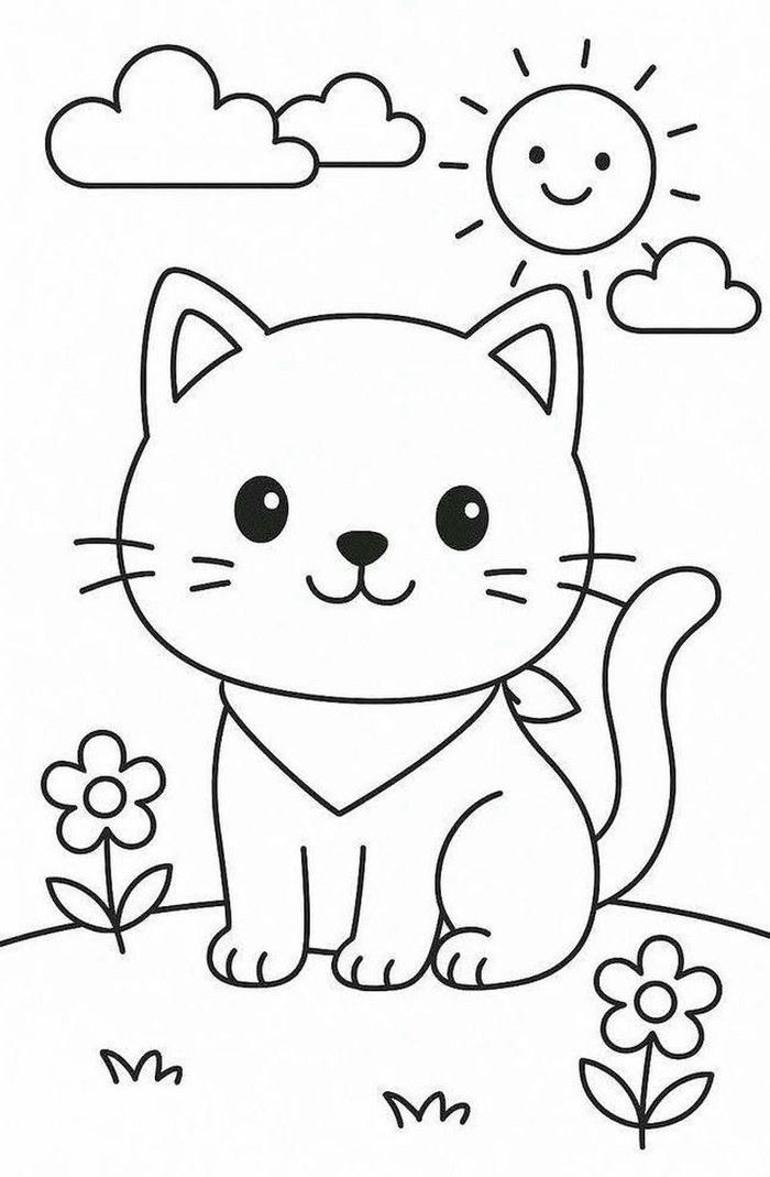 Tranh con mèo dễ thương với dáng nhỏ nhắn