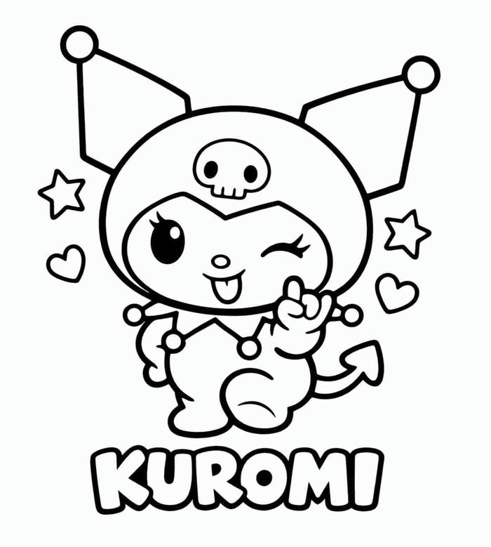 Tranh tô màu Kuromi dễ thương của Sanrio cho trẻ em