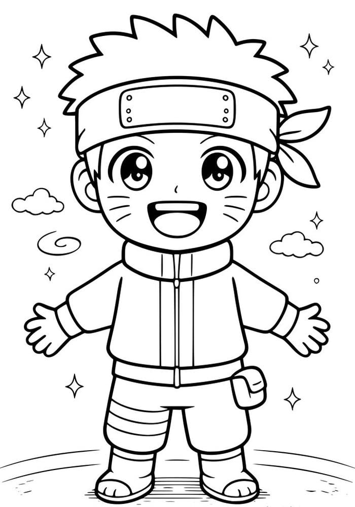 Tranh tô màu Naruto thể hiện tinh thần ninja kiên cường