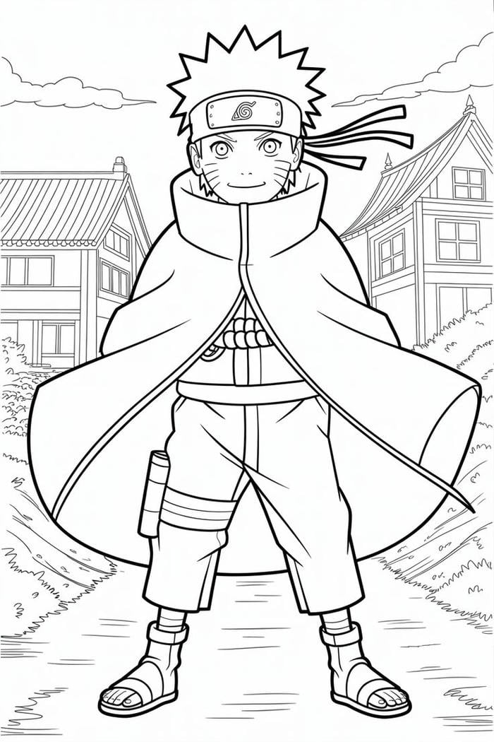 Tranh tô màu Naruto với ánh mắt đầy quyết tâm