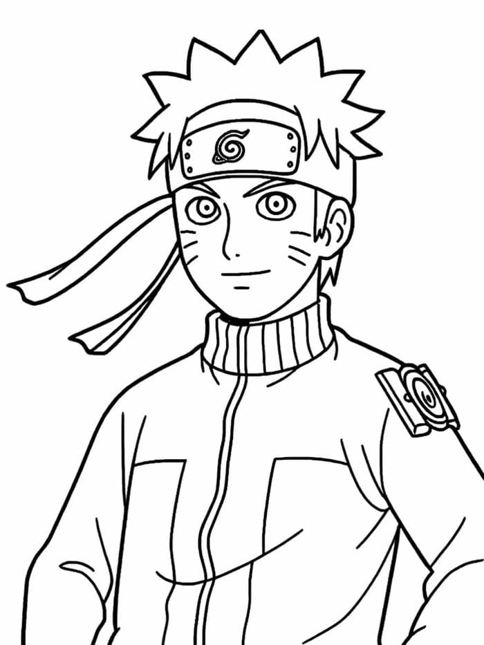 Tranh tô màu Naruto với khuôn mặt trẻ trung đáng yêu