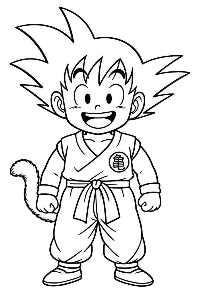 Tranh tô màu Songoku đơn giản giúp bé dễ tô