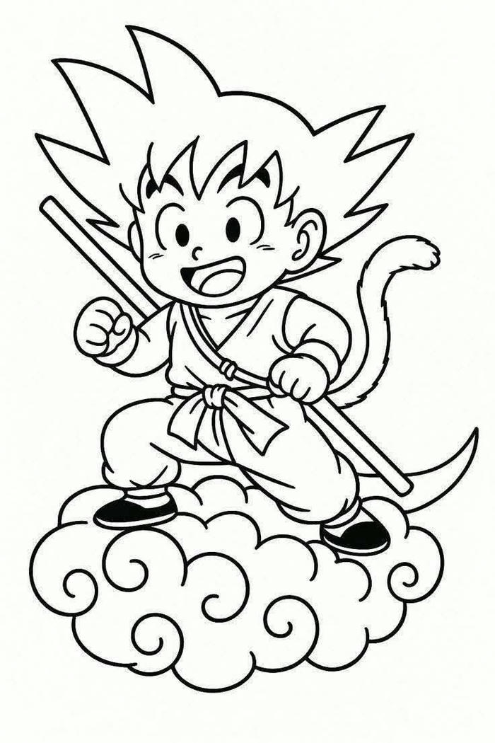 Tranh tô màu Songoku mang phong cách đáng yêu