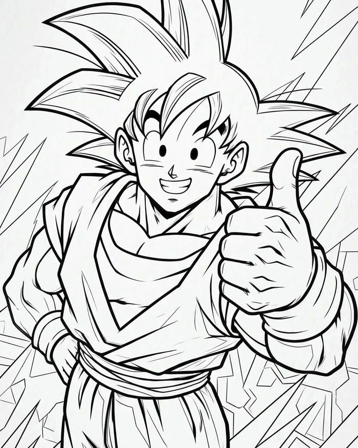 Tranh tô màu Songoku ngộ nghĩnh với đường nét mềm mại