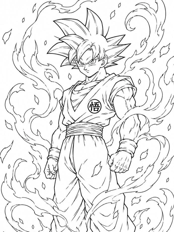 Tranh tô màu Songoku với đường nét sinh động