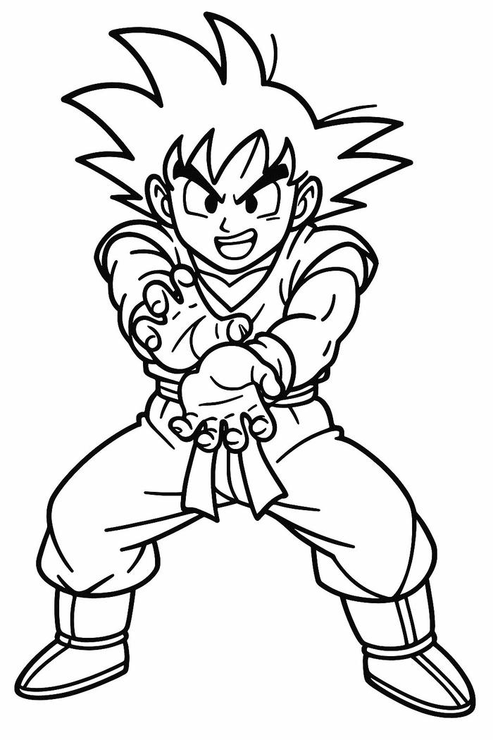 Tranh tô màu Songoku với hình vẽ dễ nhận biết