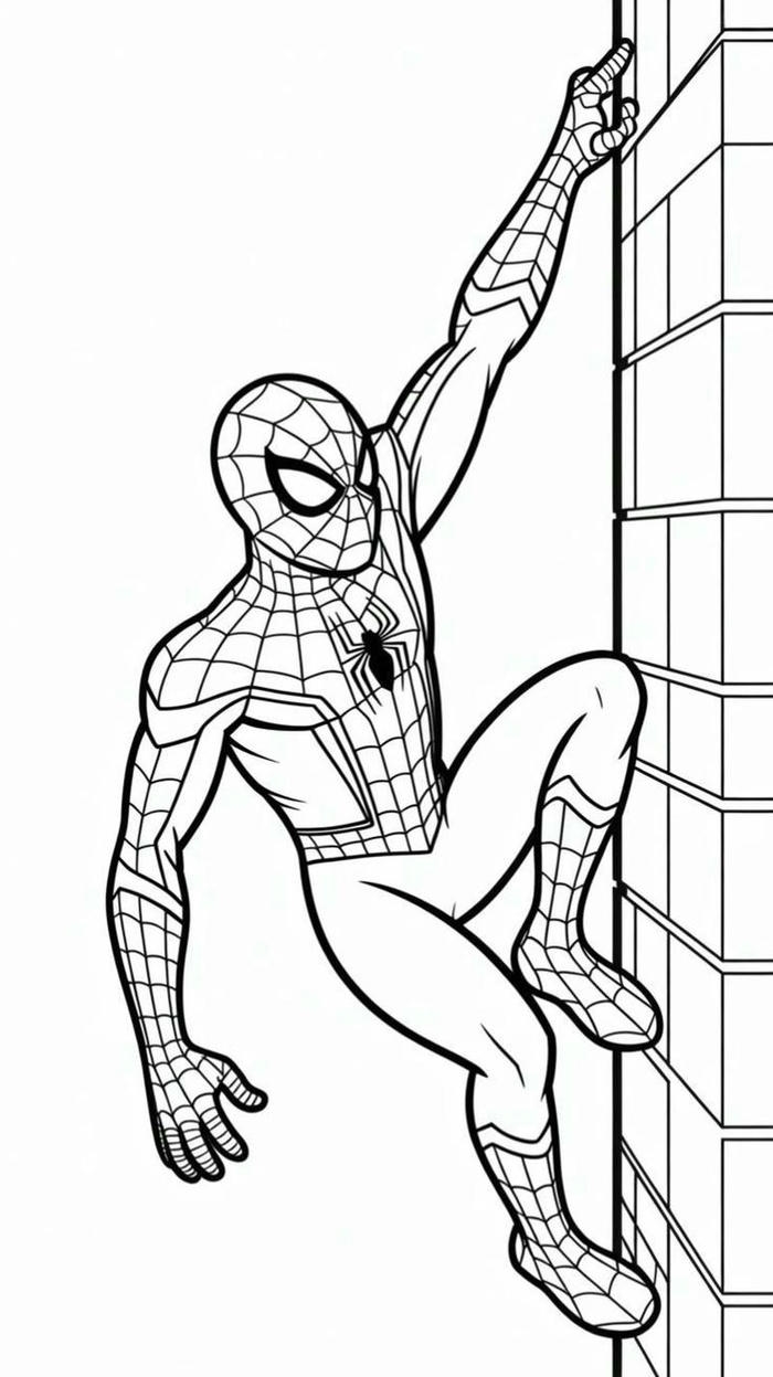Tranh tô màu Spider Man dán trên tường thành công