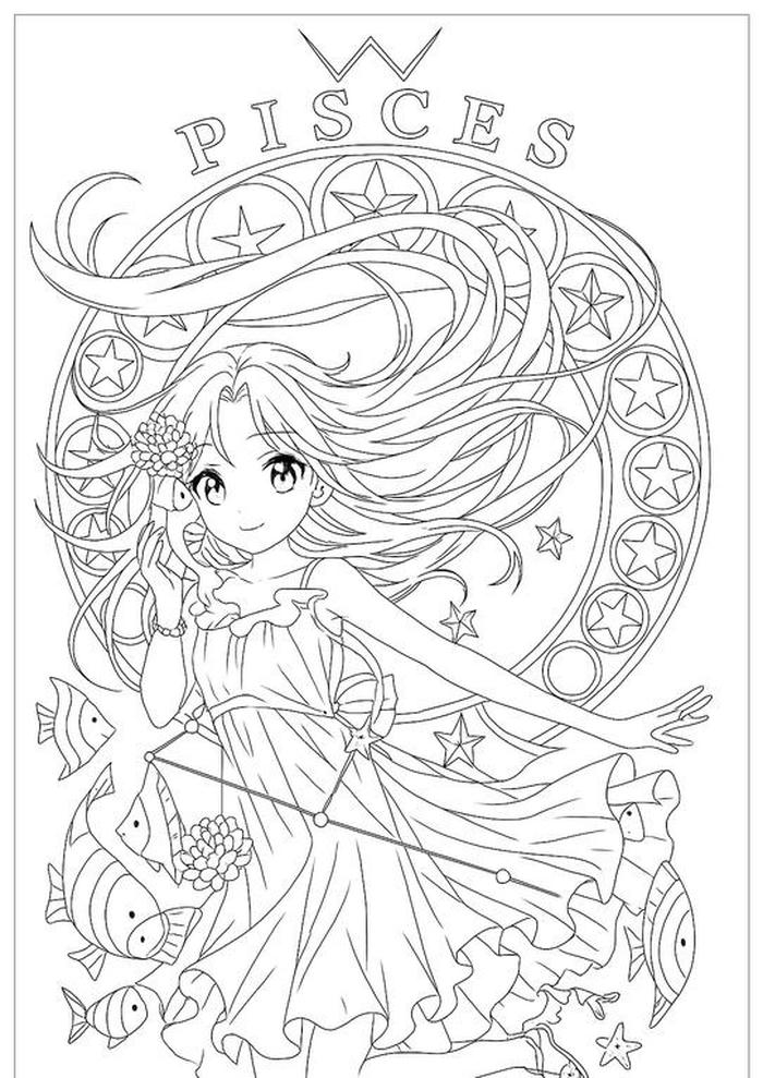 Tranh tô màu anime 12 cung hoàng đạo dễ thương