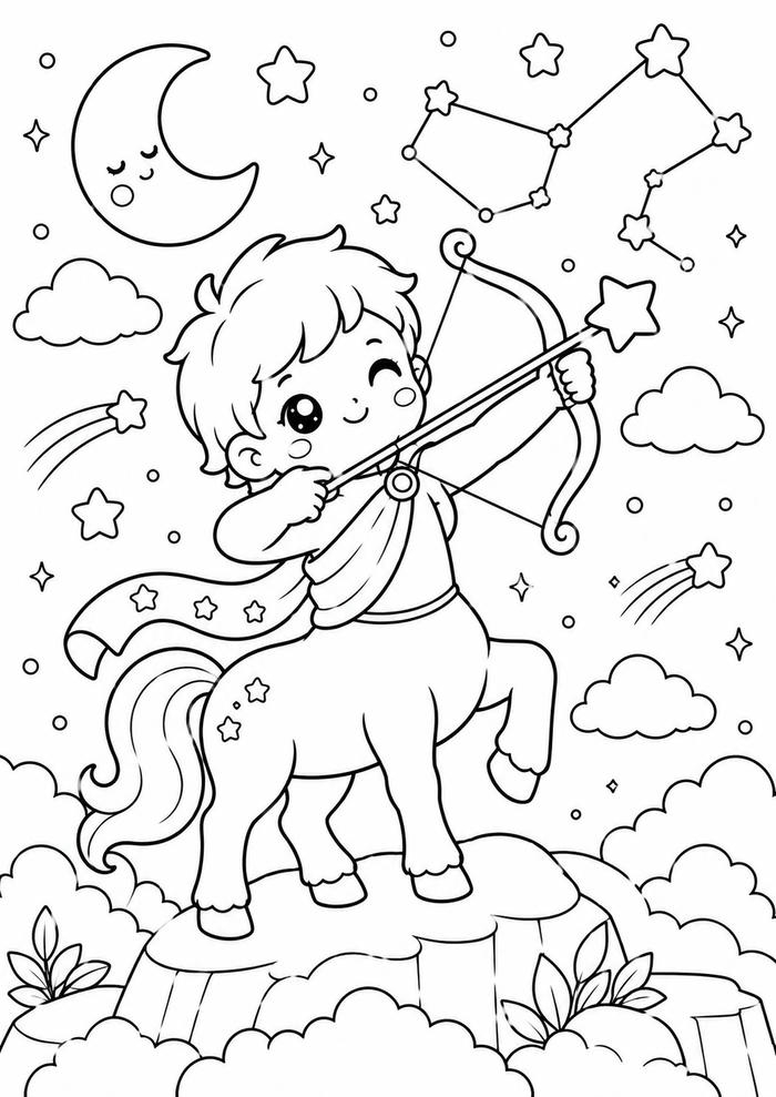 Tranh tô màu anime 12 cung hoàng đạo nét vẽ đẹp