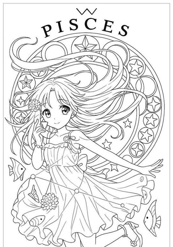Tranh tô màu anime 12 cung hoàng đạo tạo hình ấn tượng