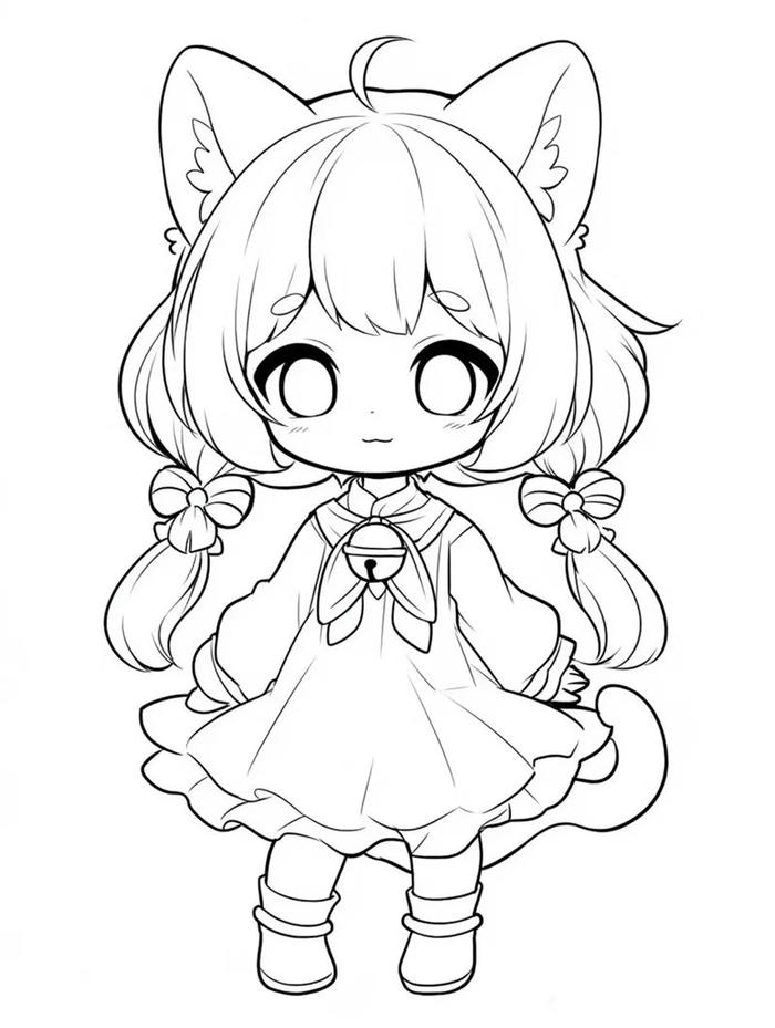 Tranh tô màu anime cute có diện mạo xinh xắn
