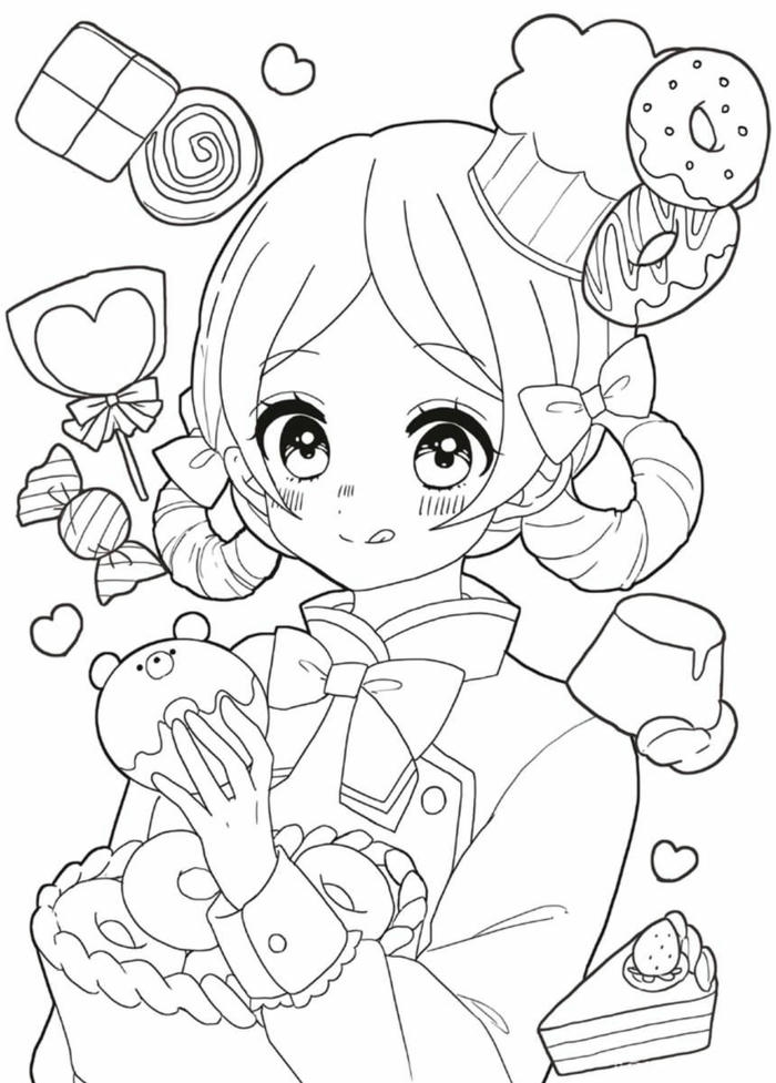 Tranh tô màu anime cute mang nét vẽ trong trẻo