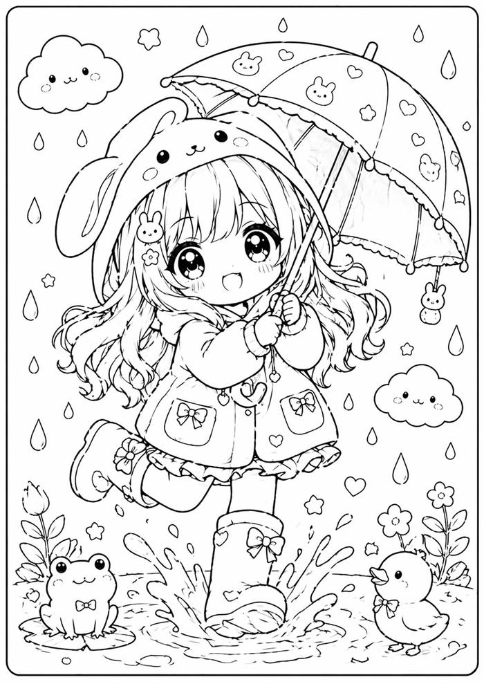 Tranh tô màu anime cute mang phong cách trẻ trung