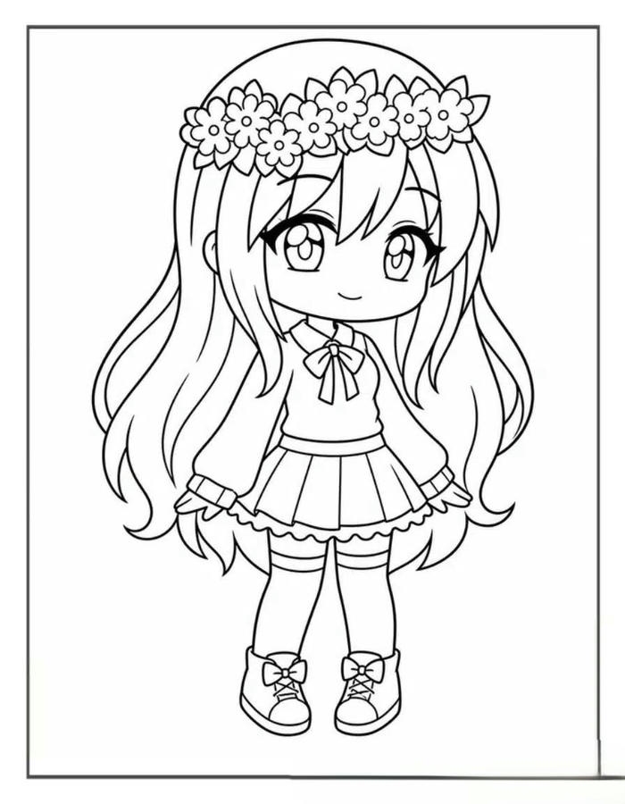 Tranh tô màu anime cute thể hiện nét đáng mến