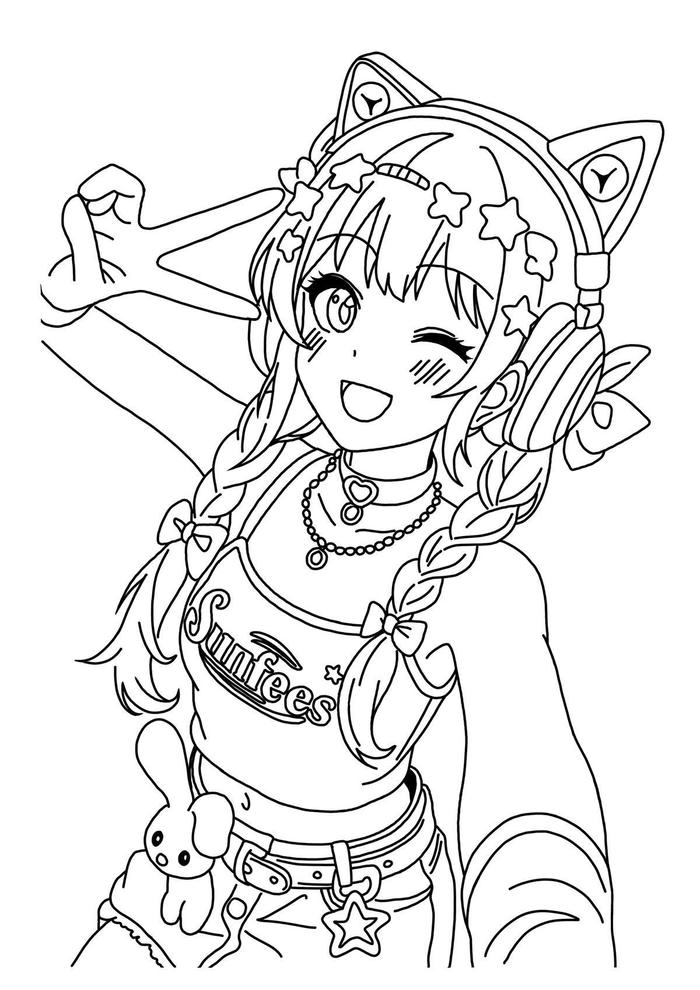 Tranh tô màu anime cute thể hiện vẻ ngây thơ