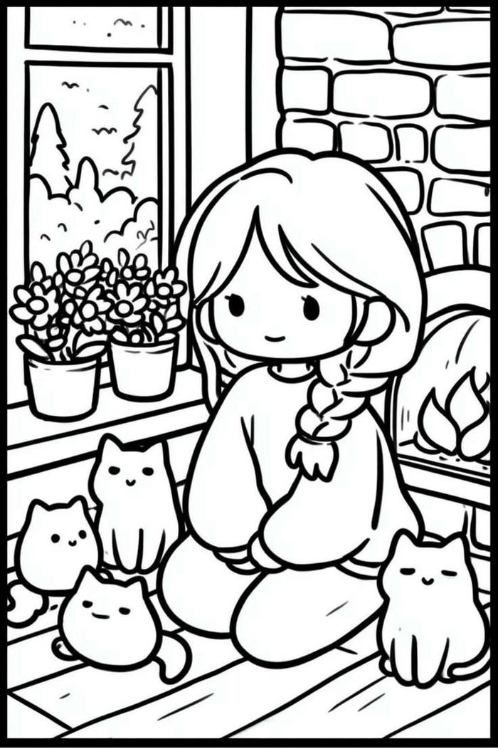 Tranh tô màu anime cute với hình dáng ngộ nghĩnh