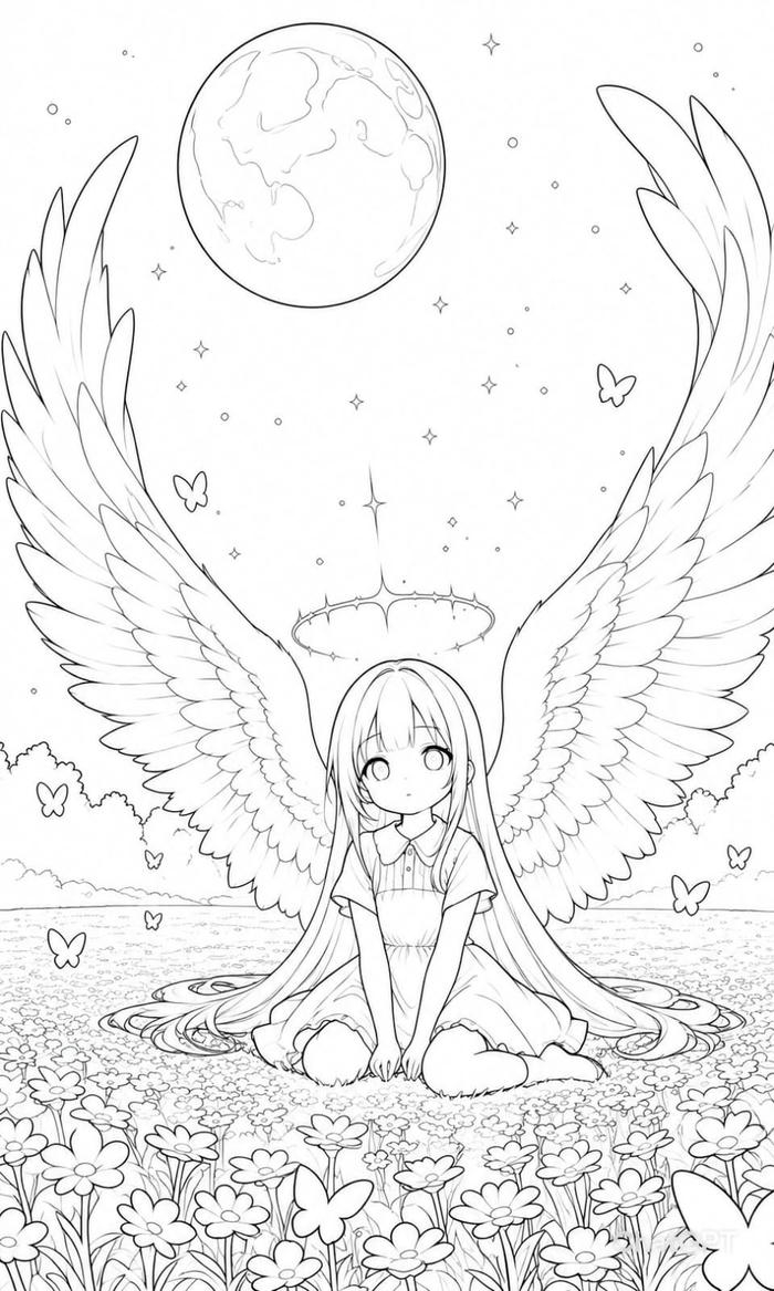 Tranh tô màu anime girl ngầu có biểu cảm lạnh lùng