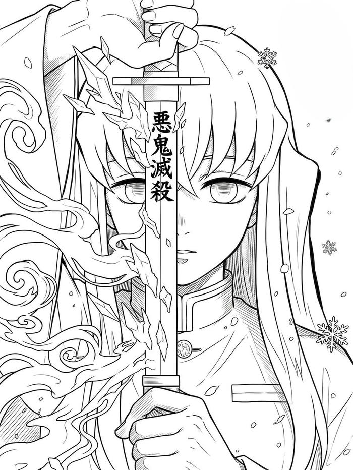 Tranh tô màu anime girl ngầu có tạo hình cá tính