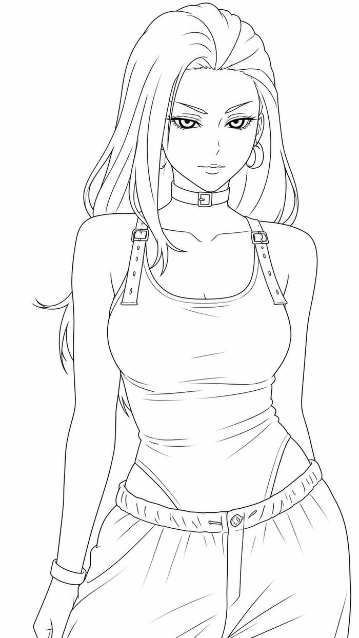 Tranh tô màu anime girl ngầu mang nét đẹp nổi bật