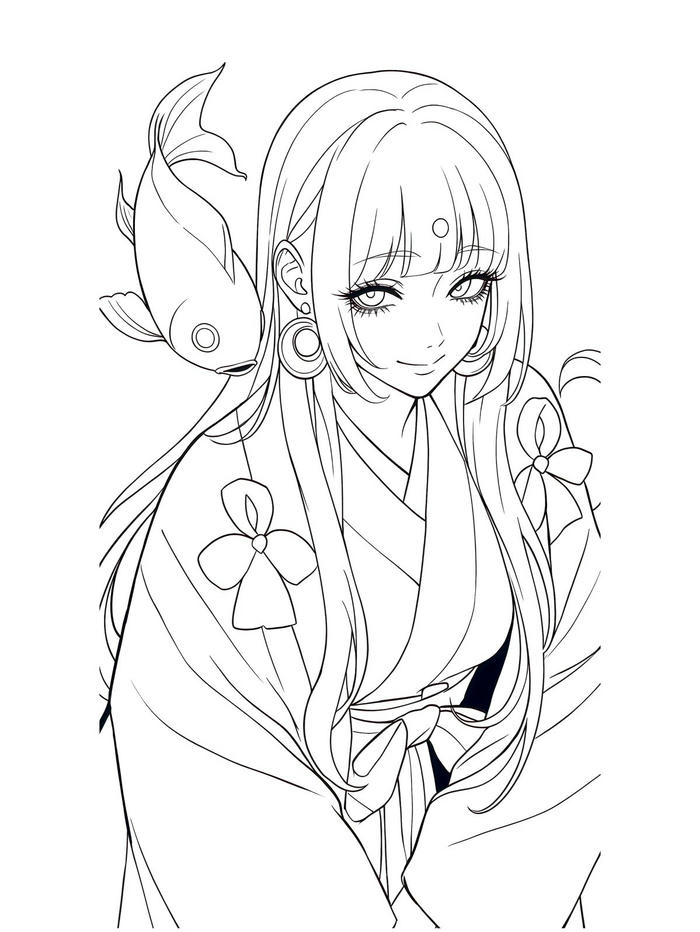 Tranh tô màu anime girl ngầu mang phong cách hiện đại