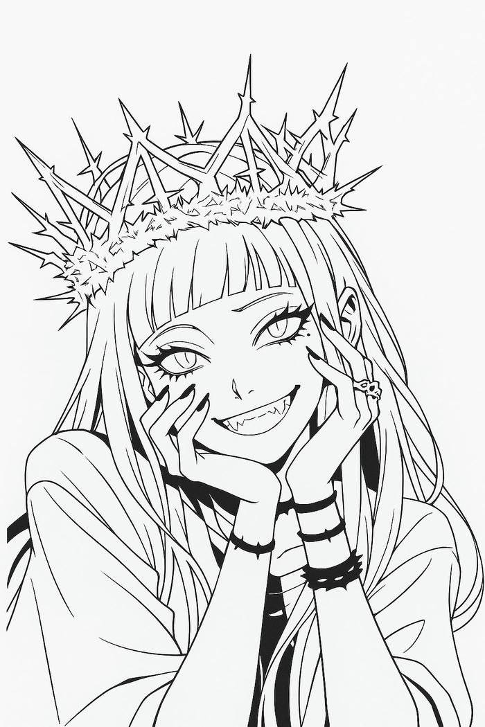 Tranh tô màu anime girl ngầu thể hiện nét lạnh lùng