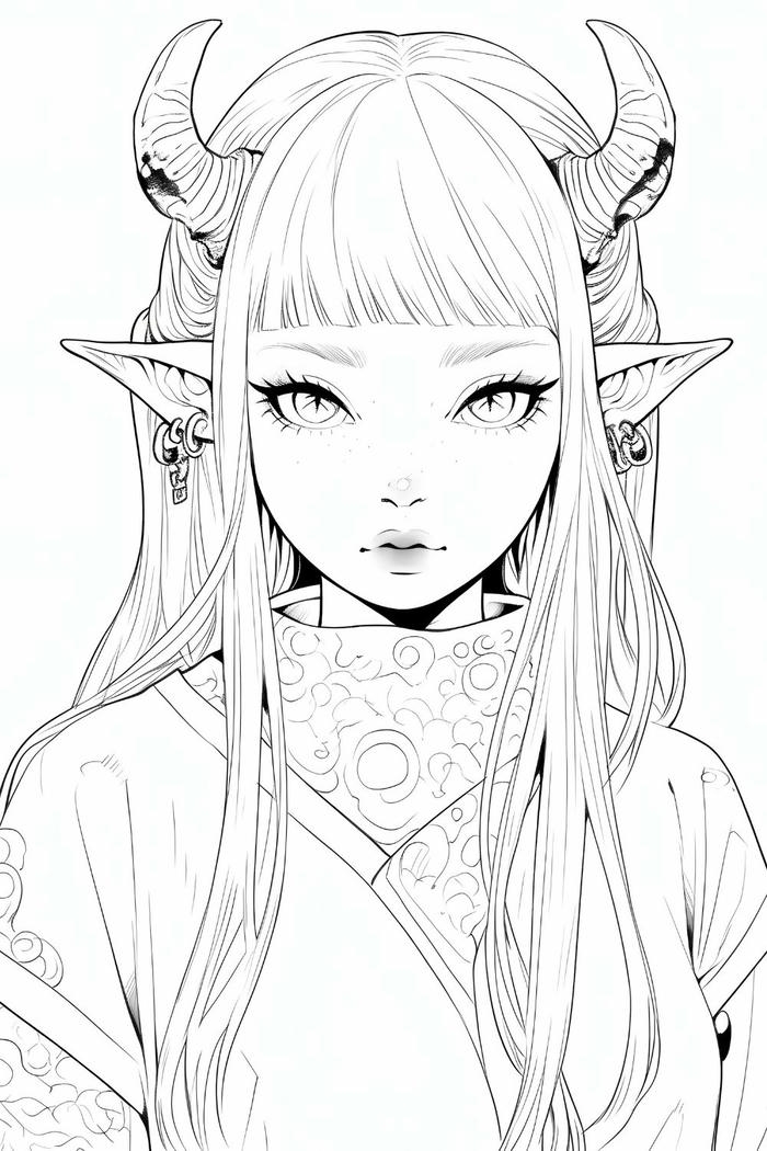 Tranh tô màu anime girl ngầu với diện mạo ấn tượng