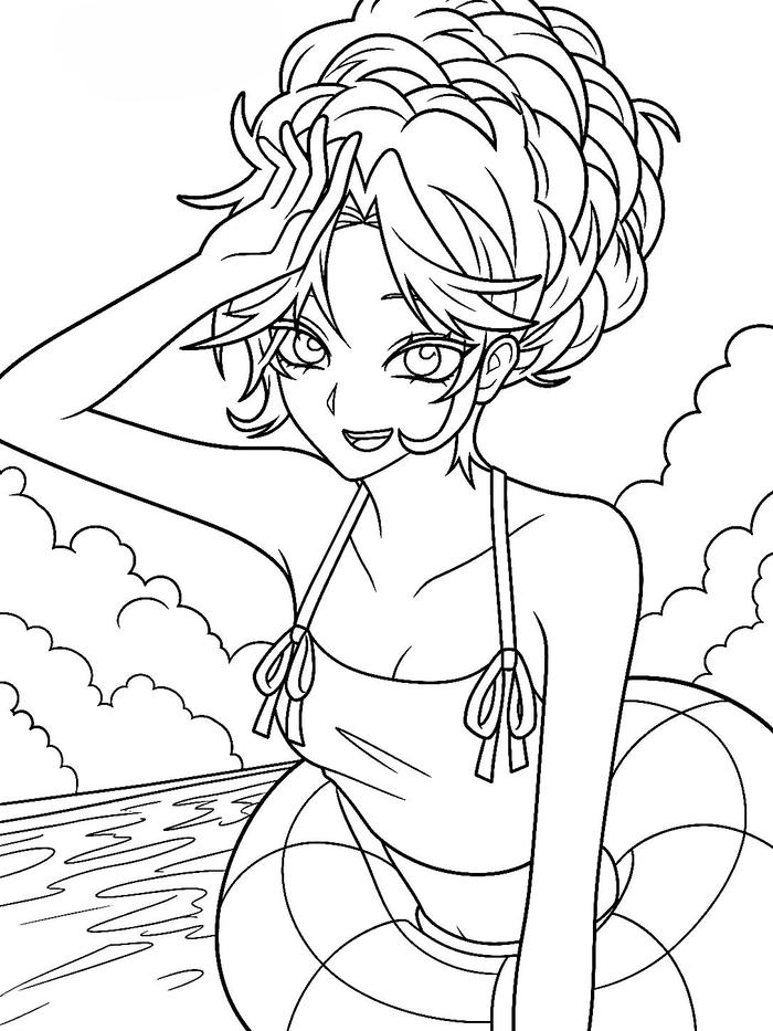 Tranh tô màu anime girl ngầu với nét vẽ thanh thoát
