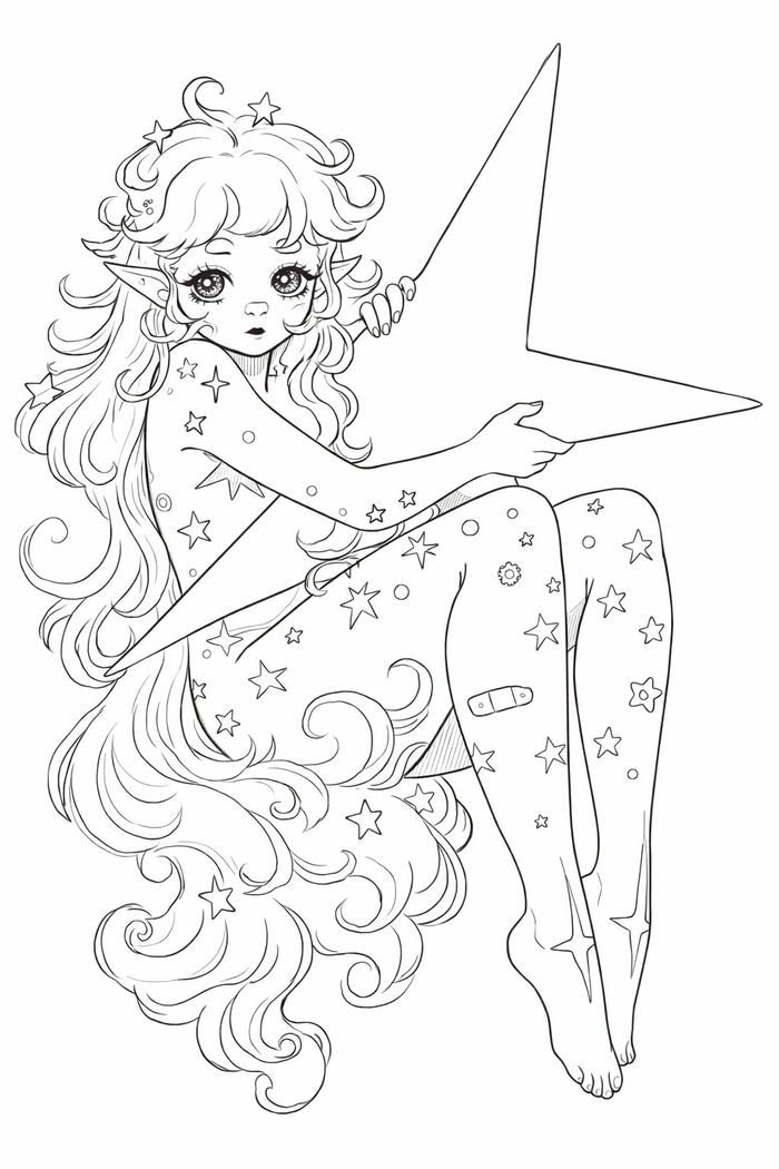 Tranh tô màu anime girl ngầu với thần thái cá tính