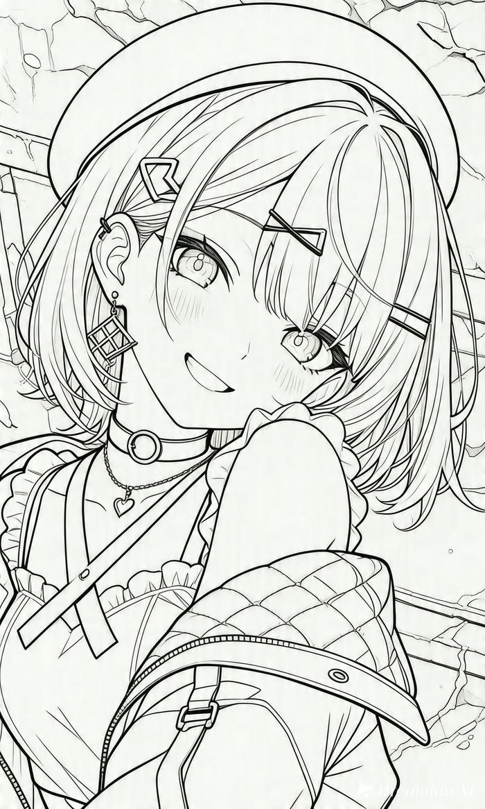 Tranh tô màu anime nhân vật biểu cảm
