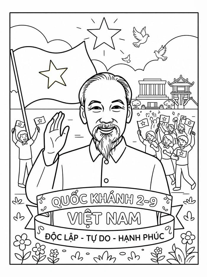 Tranh tô màu bác hồ hình vẽ dễ nhận biết