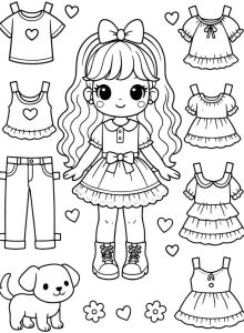 Mê mẩn bộ 89+ tranh tô màu búp bê giấy siêu xinh 