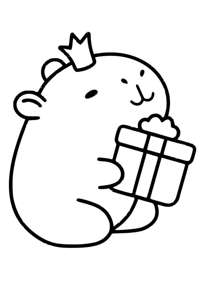Tranh tô màu capybara có biểu cảm vui tươi