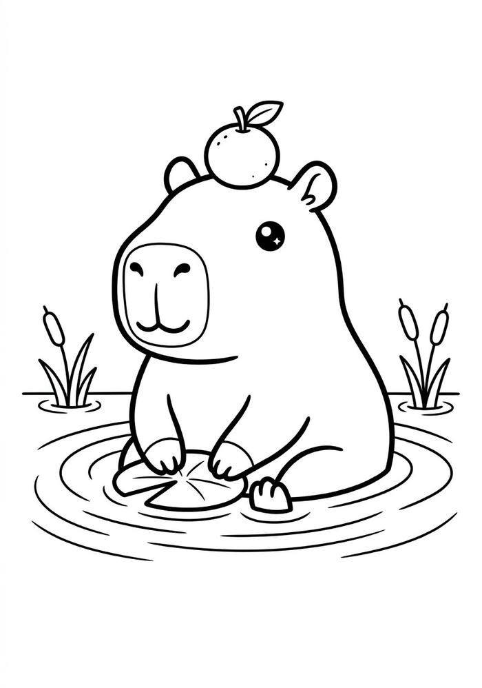 Tranh tô màu capybara có đường nét tinh gọn