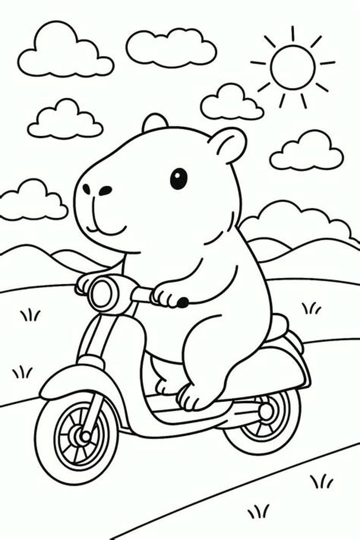 Tranh tô màu capybara có hình tượng dễ mến