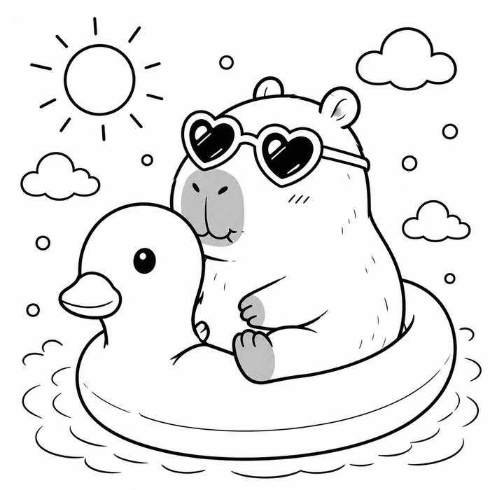 Tranh tô màu capybara có tạo hình ngộ nghĩnh