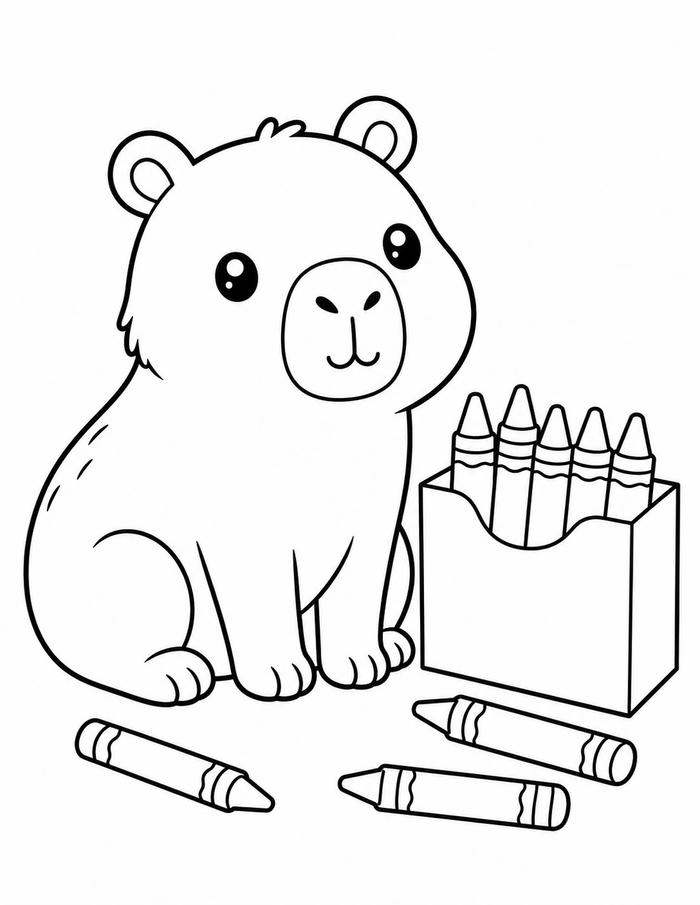 Tranh tô màu capybara mang đường nét rõ ràng