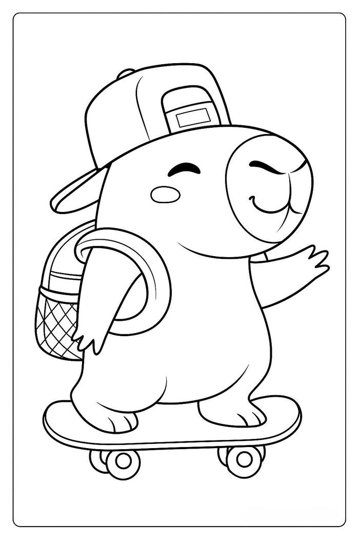 Tranh tô màu capybara mang hình dáng mũm mĩm