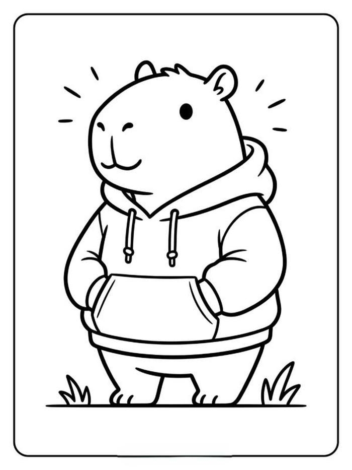 Tranh tô màu capybara mang phong cách dễ thương