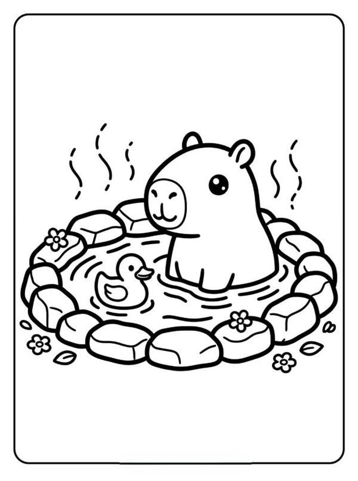 Tranh tô màu capybara mang tạo hình xinh xắn