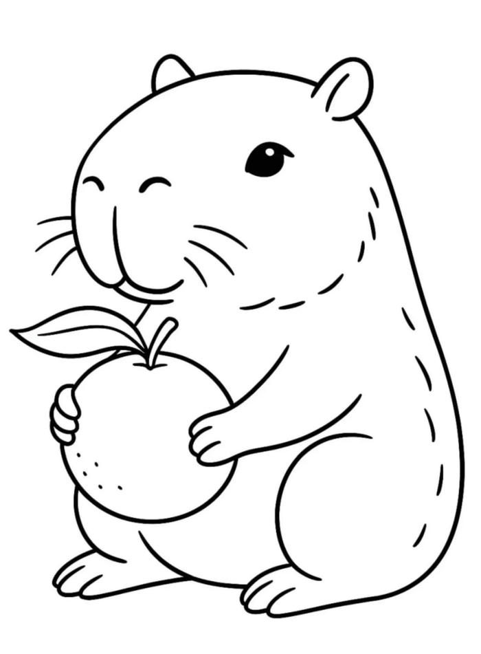 Tranh tô màu capybara thể hiện tạo hình vui nhộn