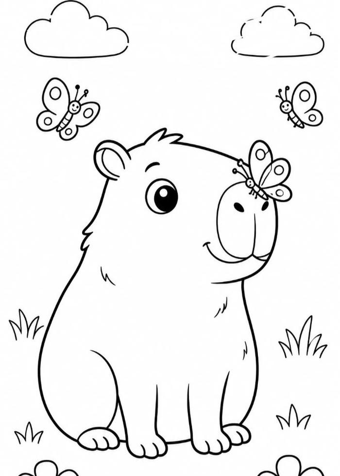 Tranh tô màu capybara với hình thể cân đối