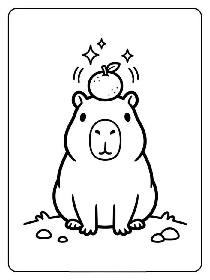 Tranh tô màu capybara với vẻ ngoài ngộ nghĩnh