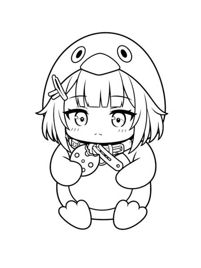 Tranh tô màu chibi cute có tạo hình xinh xắn