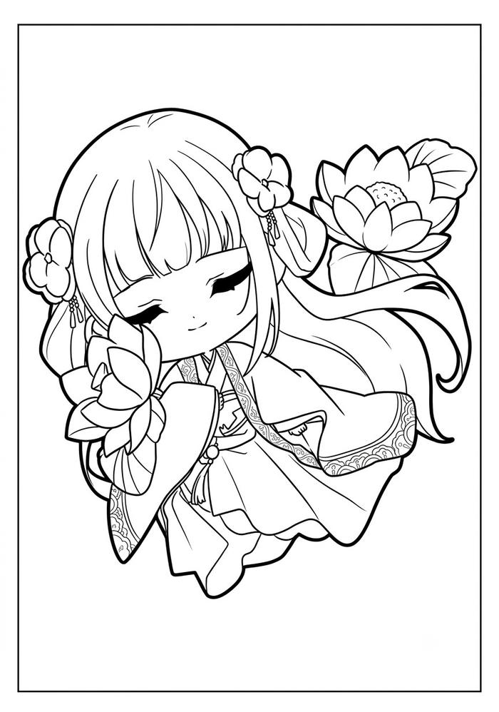 Tranh tô màu chibi cute mang hình thể ngộ nghĩnh
