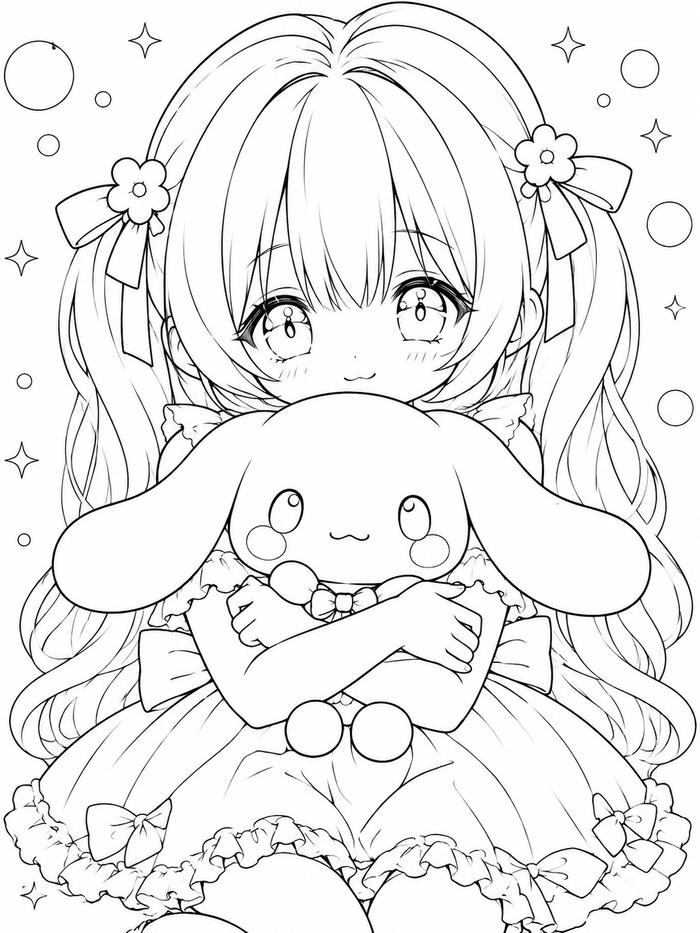 Tranh tô màu chibi cute mang vẻ nhỏ xinh