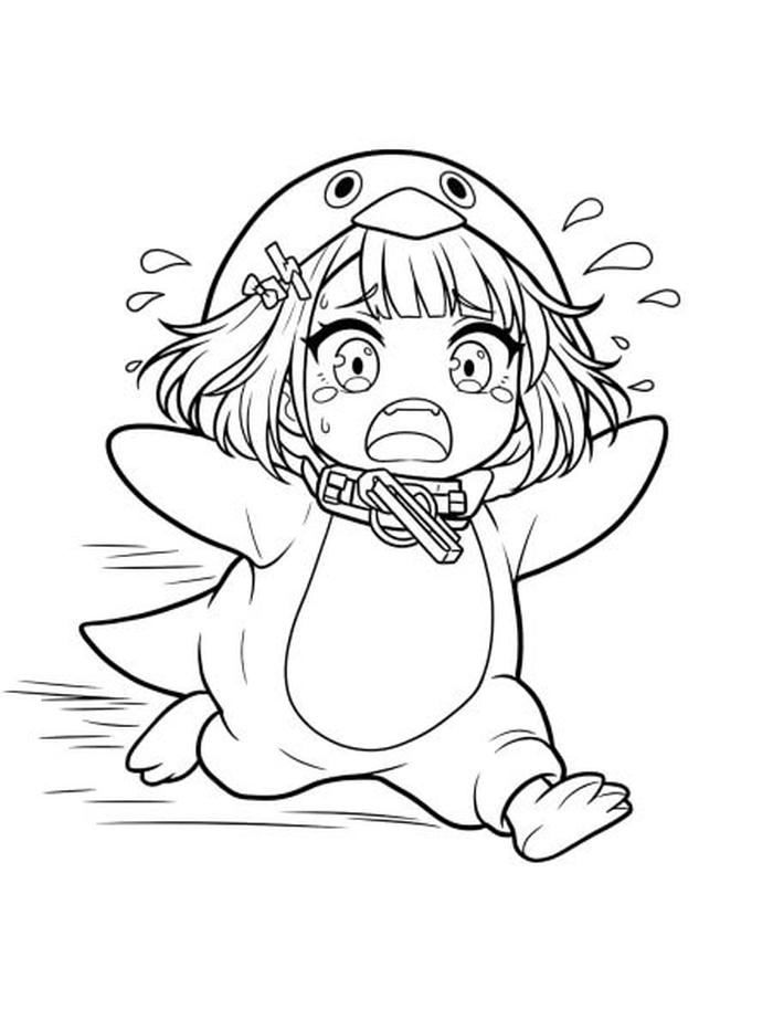 Tranh tô màu chibi cute thể hiện nét trong sáng