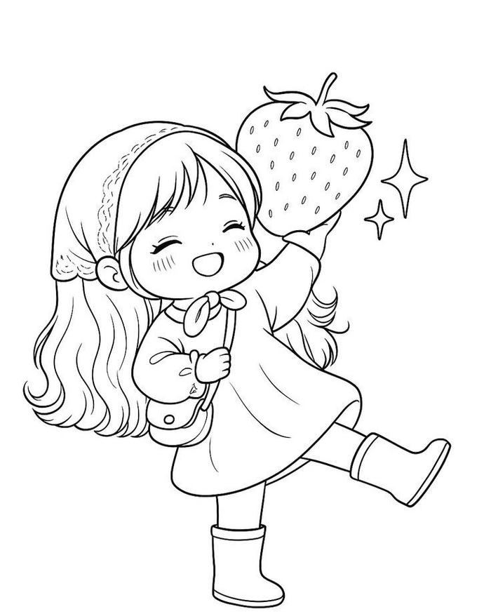 Tranh tô màu chibi cute với khuôn mặt bầu bĩnh