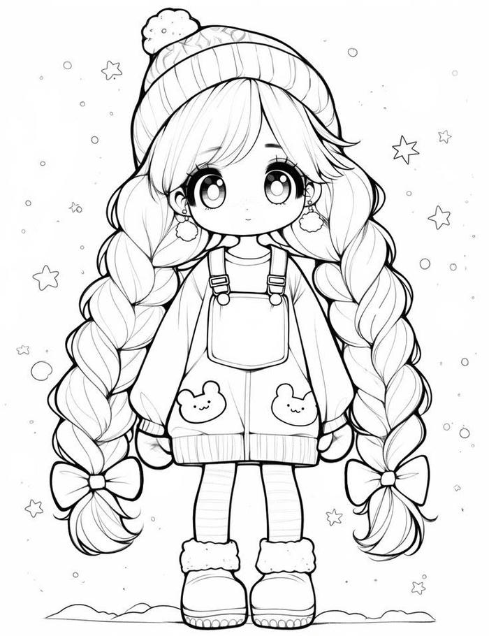 Tranh tô màu chibi cute với nét mặt tươi tắn